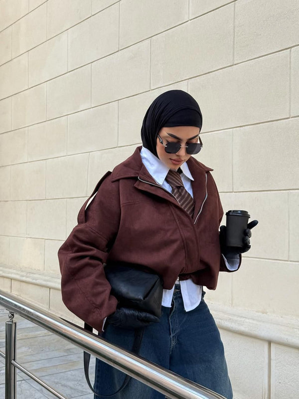 Oversized suede jacket —